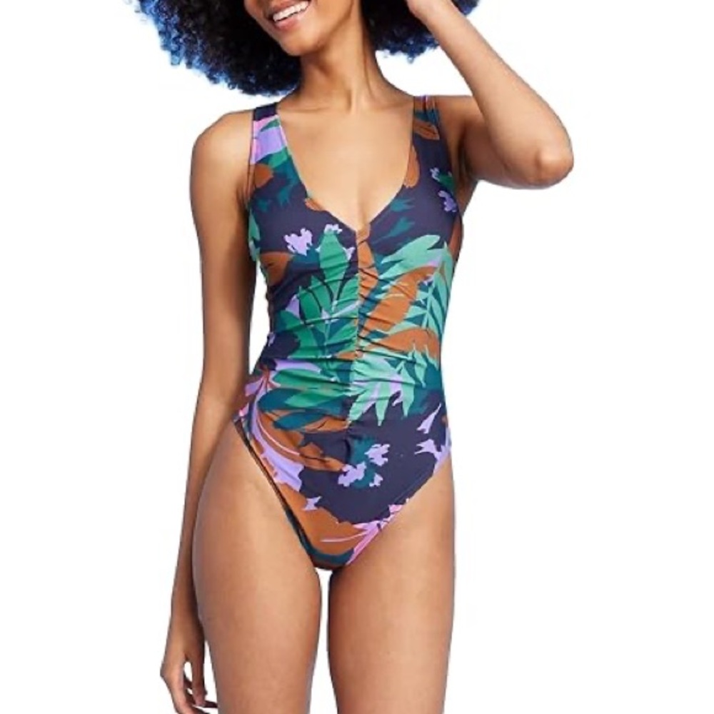 Shade & Shore NWT tropical One Piece Swimsuit bikini monokini XS 0 / 2